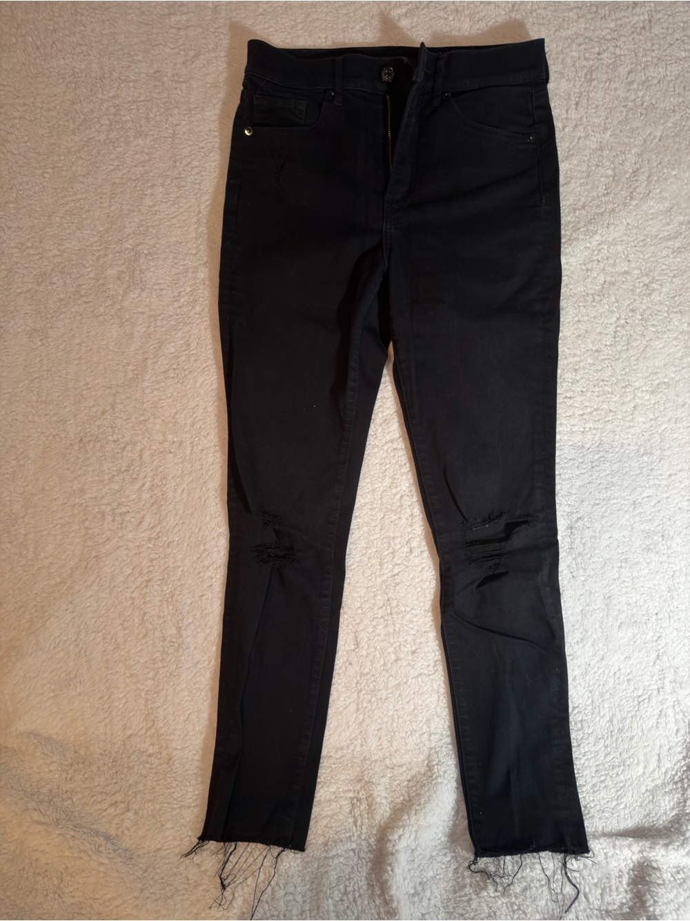 Express Black High-Waist Skinny Jeans with Gold Zip